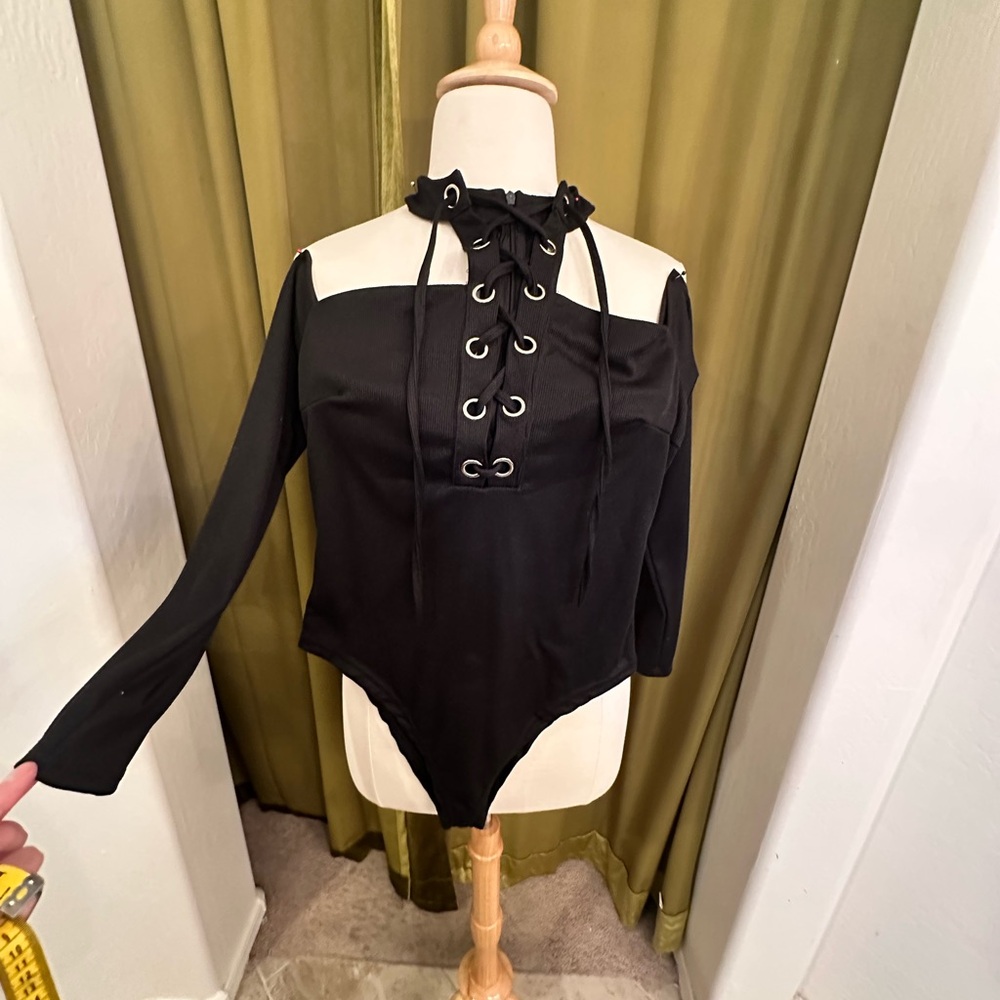 Black Lace-Up Bodysuit